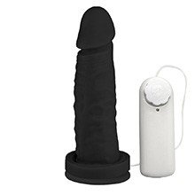 Foto do Produto Pênis Maciço Maromba em PVC Flexível Atóxico com Ventosa e Vibro 14,5 x 4cm Preto