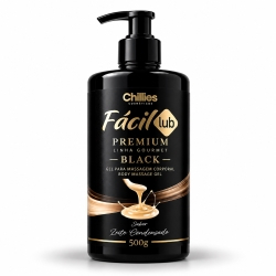 Lubrificante à Base de Água Beijável Fácil Lub Premium Black Aroma Leite Condensado 500g