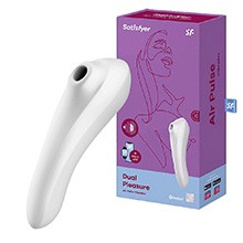 Vibrador para Clit�ris em Silicone Recarreg�vel com 11 Vibra��es Controle APP Dual Pleasure Branco
