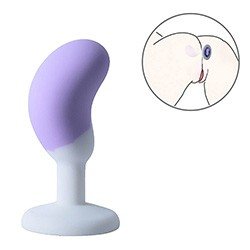 Foto do Produto Plug Anal Joia em Silicone (Toque Aveludado) Formato de Feij�o 8,2 x 2,7cm Lil�s
