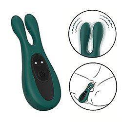Foto do Produto Vibrador para Clit�ris Recarreg�vel em Silicone Toque Aveludado com 9 Vibra��es Rabbit Verde