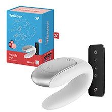 Foto do Produto Vibrador para Casal em Silicone Recarreg�vel 10 Vibra��es Controle por APP Double Fun Branco