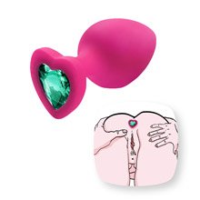 Foto do Produto Plug Anal Joia em Silicone (Toque Aveludado) Base Cora��o 9 x 4cm Pink