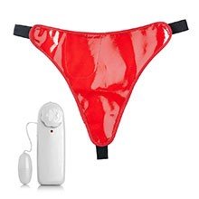 Foto do Produto Calcinha de Vinil Vermelha com Vibrador Bullet