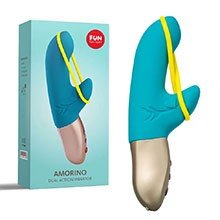 Foto do Produto Vibrador Duplo em Silicone Recarregável 6 Modos de Vibração Amorino Azul