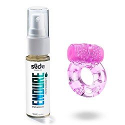 Kit Spray Retardante Intensificador de Ereção EnDURE 15ml + Anel Peniano com Vibrador Rosa