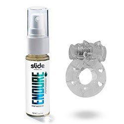 Kit Spray Retardante Intensificador de Ereção EnDURE 15ml + Anel Peniano com Vibrador Fumê