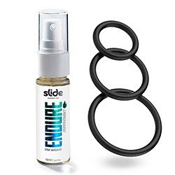 Kit Spray Retardante Intensificador de Ereção EnDURE 15ml + kit Anel Peniano 3 Tamanhos Preto