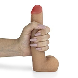 Foto do Produto Pênis Realístico com Escroto Mike - Dildo em PVC Flexível 19x3,5cm Bege