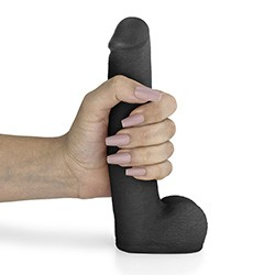 Foto do Produto Pênis Realístico com Escroto Mike - Dildo em PVC Flexível 19x3,5cm Preto