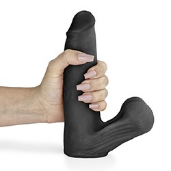 Foto do Produto Pênis Realístico com Escroto Amamba - Dildo em PVC Flexível 20x4,5cm Preto