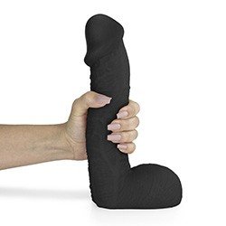Foto do Produto P�nis Real�stico com Escroto Sucuri - Dildo em PVC Flex�vel 27x6,5cm Preto