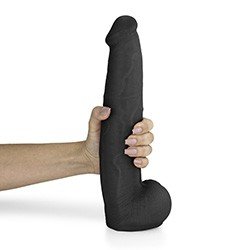 Foto do Produto P�nis Real�stico com Escroto Jiboia - Dildo em PVC Flex�vel 31x6cm Preto