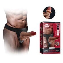Cinta Peniana Ajustável com Pênis Realístico Bege em Cyberskin Belíscavel e Ventosa 15cm Preta
