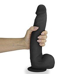 Foto do Produto P�nis Real�stico com Escroto e Ventosa Surucucu - Dildo em PVC Flex�vel 28x5,5cm Preto
