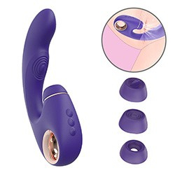 Foto do Produto Vibrador Duplo Recarreg�vel em Silicone 9 Vibra��es e 9 Modos de Tapping Joanna Roxo