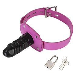 Foto do Produto Morda�a com Formato de P�nis em PVC com Fivela e Cadeado em PU (Imita��o de Couro) Pink