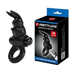Foto do Produto Anel Peniano com Vibrador em Silicone com 10 Vibra��es Exciting Ring Preto
