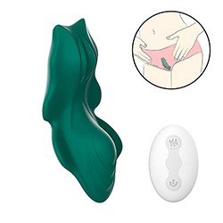 Foto do Produto Calcinha Vibrat�ria Recarreg�vel em Silicone com 9 Vibra��es e Controle sem Fio Selim Verde