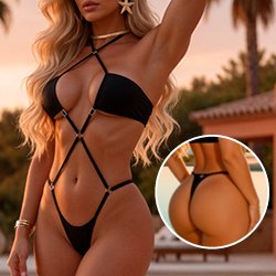 Mai� Fio Dental Sexy em Suplex Poliamida sem Bojo de Amarrar com Tiras Regul�veis Preto