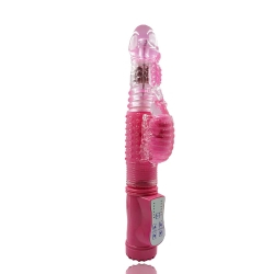 Foto do Produto Vibrador Rabbit Rotativo Vai e Vem com Plug Lateral 36 Ritmos Rosa