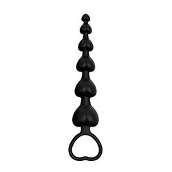 Bolinha Anal em Silicone (Toque Aveludado) Escalonado em Formato de Coração Preto