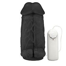 P�nis Real�stico Flex�vel Duplo Super Amigos com Vibrador e Ventosa 18 x 7,5cm Preto
