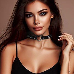 Coleira Social Chocker em PU com Spikes e Coração e Botões Ajustáveis Preta