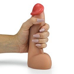 Foto do Produto P�nis Real�stico em PVC Flex�vel Heart com Vibrador e Ventosa 19,5 x 4,5cm Bege