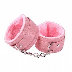 Algema BDSM em PU e Pelúcia com Corrente e Fivela Ajustável Rosa