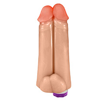 Pênis Realístico em PVC Flexível Duplo Amigos com Vibrador 18 x 6cm Bege