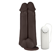 Foto do Produto P�nis Real�stico Flex�vel Duplo Amigos com Vibrador e Ventosa 18 x 6cm Marrom
