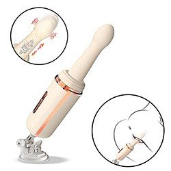 Foto do Produto Máquina de Sexo Recarregável em Silicone com 7 Vibrações, Vai e Vem, Aquecimento e Ventosa Branco
