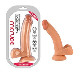 Foto do Produto P�nis Real�stico em TPE (Antigo Jelly) com Escroto e Ventosa Mr. Rude 20 x 4,0cm Bege