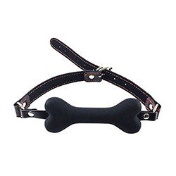 Foto do Produto Morda�a com Formato de Osso em Silicone Aveludado com Fivela em PU (Imita��o de Couro) Preta