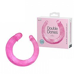 Pênis Realístico Duas Pontas em Jelly Havaiano 42 x 3,5cm Rosa