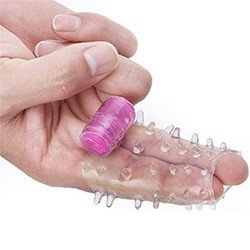 Capa Peniana com Vibrador em Jelly Vazada com Saliências 6 x 3cm Lilás