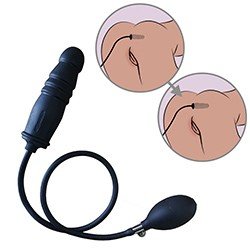 Foto do Produto Plug Anal Inflável Expansão Gradual em Silicone com Bomba Manual 16,5 x 4,3cm Preto
