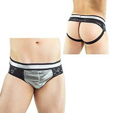 Cueca Sensual Jock em Cirre e Paetê Prata