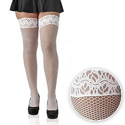 Foto do Produto Meia Sensual Sexy em Arrast�o 7/8 com Punho em Renda Branca