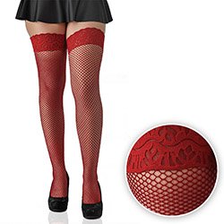 Foto do Produto Meia Sensual Sexy em Arrast�o 7/8 com Punho em Renda Vermelha
