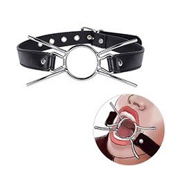 Foto do Produto Morda�a BDSM em PU (Imita��o de Couro) e A�o Inoxid�vel com Fivela para Ajuste Preta