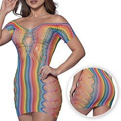 Vestido Ousado Sexy em Spandex no Estilo Bodystocking Ivy Multicolor
