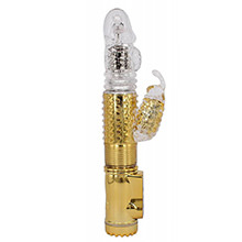 Foto do Produto Vibrador Rabbit com Vai e Vem, Multivelocidade Dourado