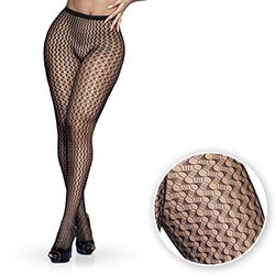 Meia Calça Arrastão Sensual Sexy com Estampa Geométrica Preta