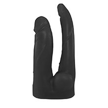 Pênis Duplo com Veias 12 x 3,5 cm e 13,7 x 2,5cm Preto