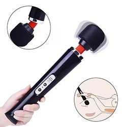 Massageador Erótico Elétrico Varinha Mágica em Silicone e ABS 10 Vibrações Preto