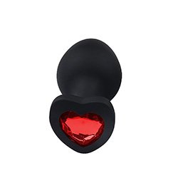 Foto do Produto Plug Anal Joia em Silicone (Toque Aveludado) Tamanho M Base Cora��o Jonny Preto