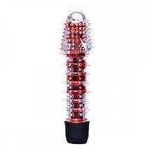 Foto do Produto Vibrador Feminino Transl�cido com Capa Texturizada Vermelho