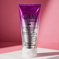 Gel para Sexo Oral que Aquece Beijável Oral Gourmet Aroma e Sabor Vinho com Leite Condensaddo 45g